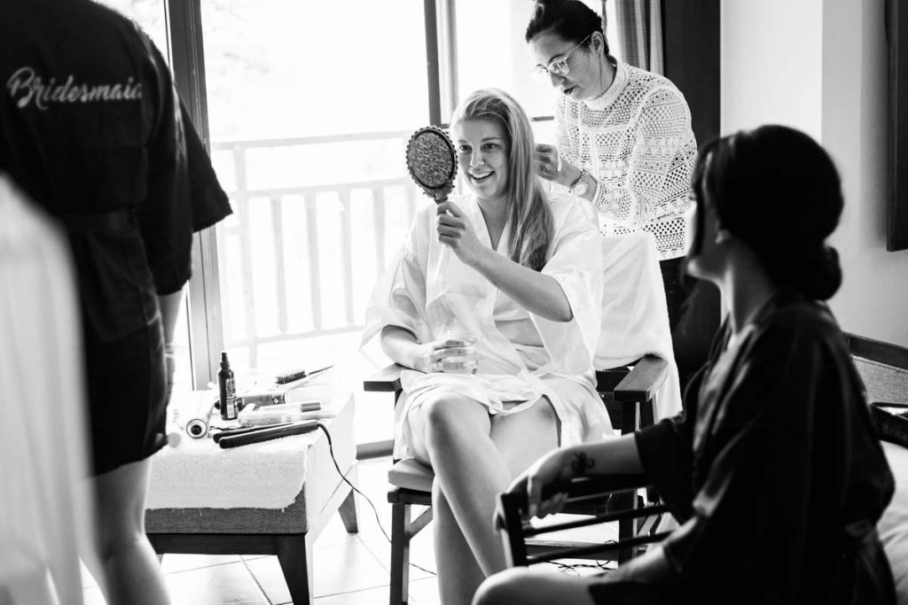 Brittany with Ben getting ready for there wedding in Phuket Thailand