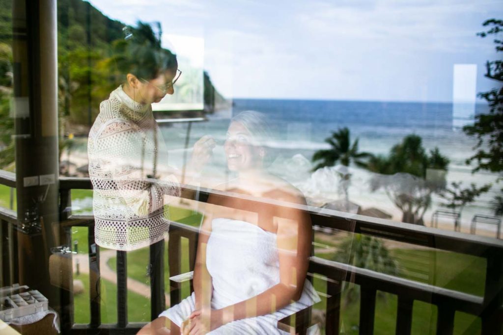 Brittany with Ben getting ready for there wedding in Phuket Thailand, Photography by Phuket wedding photographer